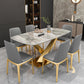 Gray Sintered Stone Dining Table Traditional Luxury Dining Table with Gold Frame 70.9"L x 35.4"W x 29.5"H Without Chairs Clearhalo 'Dining Tables & Seating' 'Dining Tables' 'dining_table' 'furn' 'furn_dining_table' 'Furniture' 'Kitchen & Dining Furniture' 5165969
