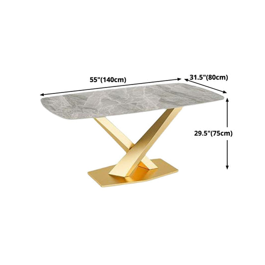 Gray Sintered Stone Dining Table Traditional Luxury Dining Table with Gold Frame Clearhalo 'Dining Tables & Seating' 'Dining Tables' 'dining_table' 'furn' 'furn_dining_table' 'Furniture' 'Kitchen & Dining Furniture' 5165981