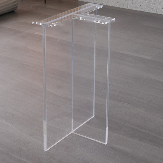 Tono moderno de tono sinterizado Rectángulo de comedor blanco con pedestal doble acrílico