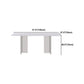 Modern Sintered Tone Top Dining Table Rectangle White with Acrylic Double Pedestal