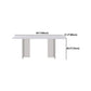 Modern Sintered Tone Top Dining Table Rectangle White with Acrylic Double Pedestal