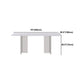 Modern Sintered Tone Top Dining Table Rectangle White with Acrylic Double Pedestal