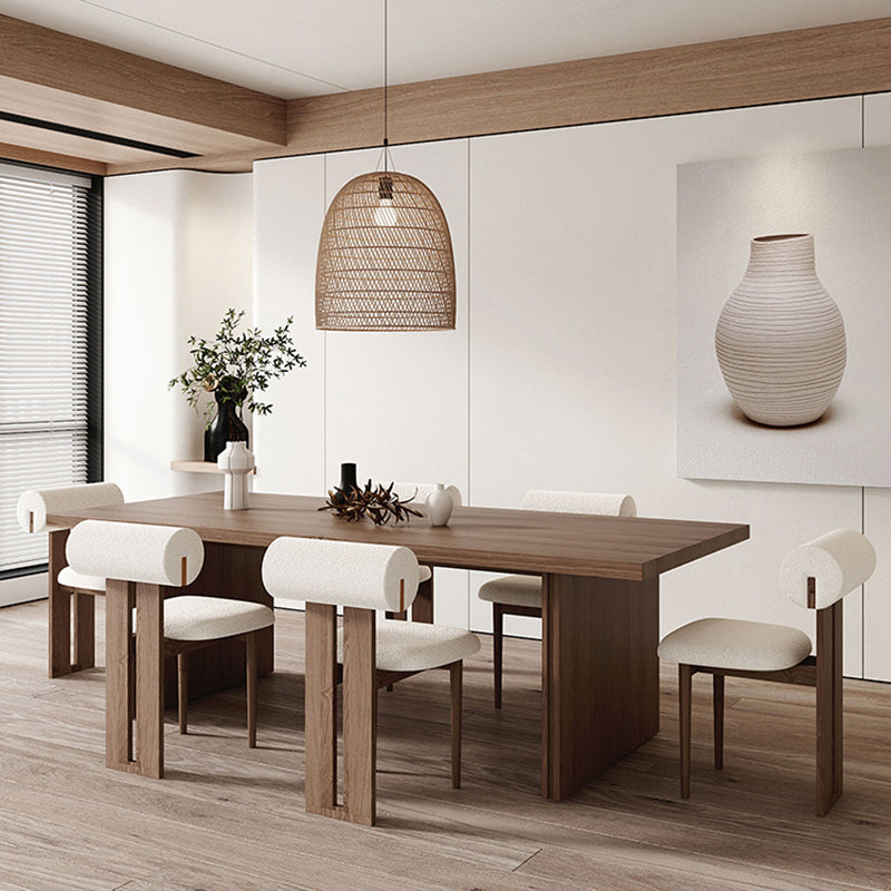 Modern Pine Solid Wood Dinner Table Rectangle Double Pedestal Dining Table Walnut 70.9"L x 31.5"W x 29.5"H Without Chairs Clearhalo 'Dining Tables & Seating' 'Dining Tables' 'dining_table' 'furn' 'furn_dining_table' 'Furniture' 'Kitchen & Dining Furniture' 5166089