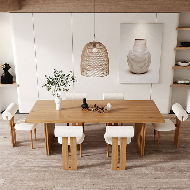 Modern Pine Solid Wood Dinner Table Rectangle Double Pedestal Dining Table Natural 78.7"L x 35.4"W x 29.5"H Without Chairs Clearhalo 'Dining Tables & Seating' 'Dining Tables' 'dining_table' 'furn' 'furn_dining_table' 'Furniture' 'Kitchen & Dining Furniture' 5166092