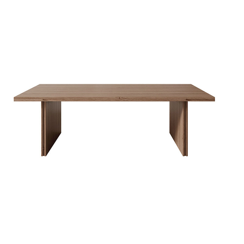 Modern Pine Solid Wood Dinner Table Rectangle Double Pedestal Dining Table Walnut Without Chairs Clearhalo 'Dining Tables & Seating' 'Dining Tables' 'dining_table' 'furn' 'furn_dining_table' 'Furniture' 'Kitchen & Dining Furniture' 5166097