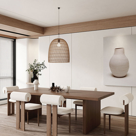 モダンパインソリッドウッドディナーテーブル長方形の二重台座ダイニングテーブル