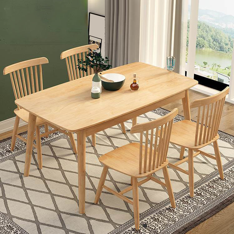 Rectangle Modern Solid Wood Table Standard Height Table Kitchen Table with 4 Legs