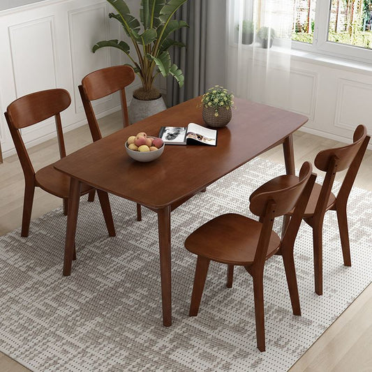 Rectangle Modern Solid Wood Table Standard Height Table Kitchen Table with 4 Legs Walnut Without Chairs