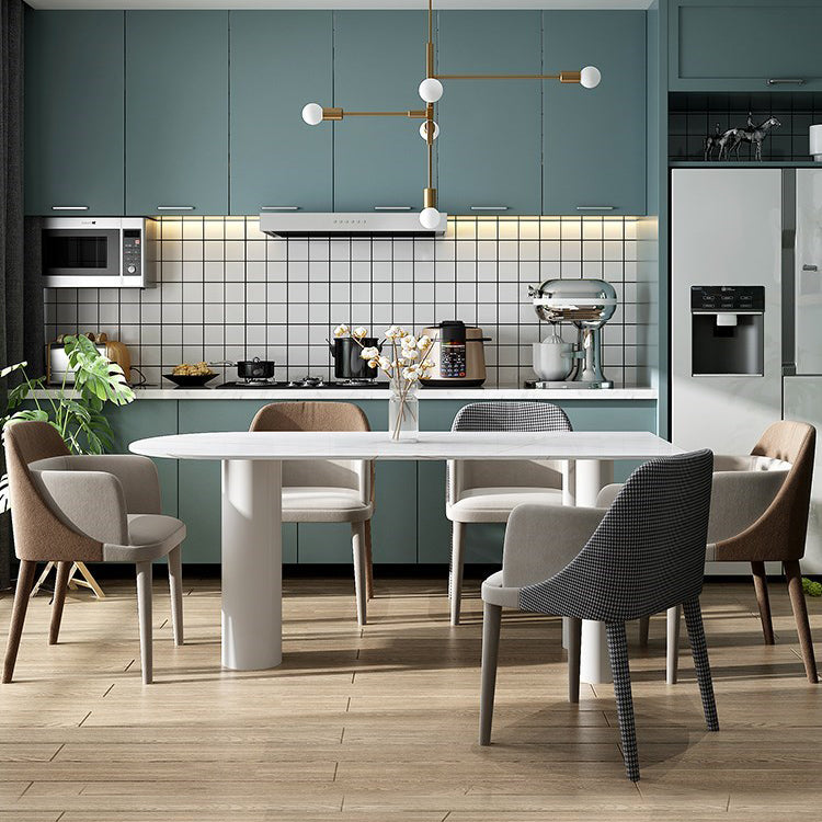 SinteredStone Home Dining Table Modern White Dining Room Table Free Form 63"L x 31.5"W x 29.5"H Without Chairs Clearhalo 'Dining Tables & Seating' 'Dining Tables' 'dining_table' 'furn' 'furn_dining_table' 'Furniture' 'Kitchen & Dining Furniture' 5166128