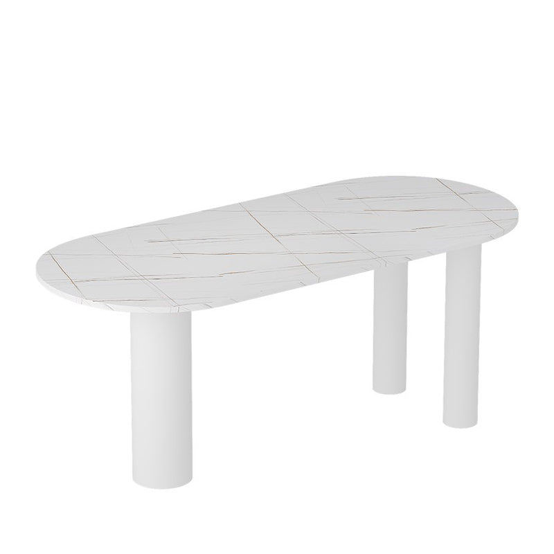 SinteredStone Home Dining Table Modern White Dining Room Table Oval Without Chairs Clearhalo 'Dining Tables & Seating' 'Dining Tables' 'dining_table' 'furn' 'furn_dining_table' 'Furniture' 'Kitchen & Dining Furniture' 5166130