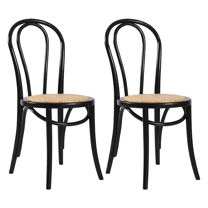 Traditional Dining Chair Solid Wood Windsor Back Armless Dining Chair Gloss Black 2 Piece Set Clearhalo 'Dining Chairs' 'Dining Tables & Seating' 'dining_chair' 'furn' 'furn_dining_chair' 'Furniture' 'Kitchen & Dining Furniture' 5166244