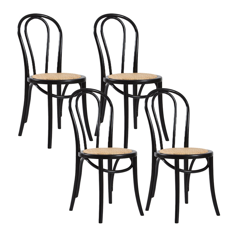 Traditional Dining Chair Solid Wood Windsor Back Armless Dining Chair Gloss Black 4 Piece Set Clearhalo 'Dining Chairs' 'Dining Tables & Seating' 'dining_chair' 'furn' 'furn_dining_chair' 'Furniture' 'Kitchen & Dining Furniture' 5166245