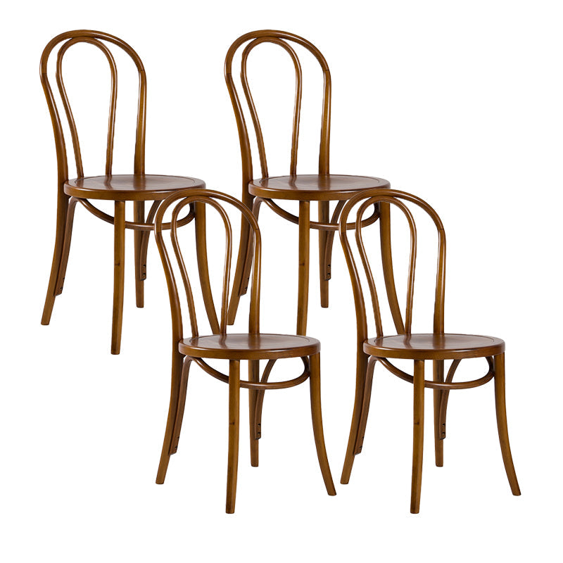 Traditional Dining Chair Solid Wood Windsor Back Armless Dining Chair Coffee 4 Piece Set Clearhalo 'Dining Chairs' 'Dining Tables & Seating' 'dining_chair' 'furn' 'furn_dining_chair' 'Furniture' 'Kitchen & Dining Furniture' 5166257