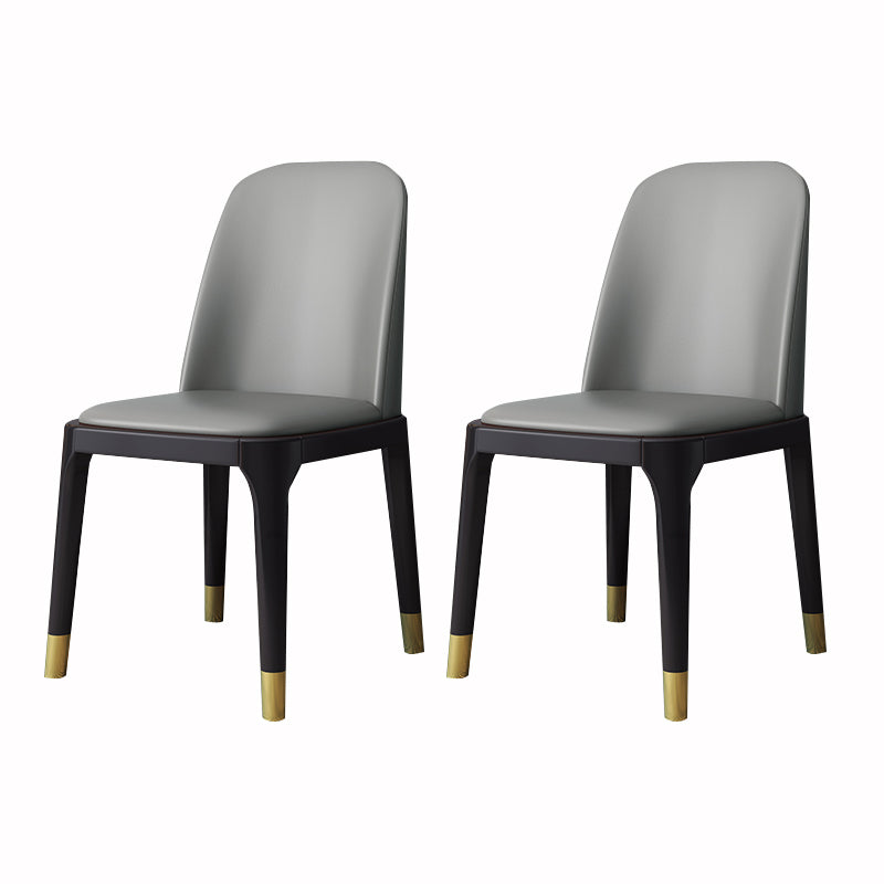 Industrial Style Dining Chair Faux Leather Side Chair with Wooden Legs for Home Light Gray 2 Piece Set Black Gold Clearhalo 'Dining Chairs' 'Dining Tables & Seating' 'dining_chair' 'furn' 'furn_dining_chair' 'Furniture' 'Kitchen & Dining Furniture' 5166318