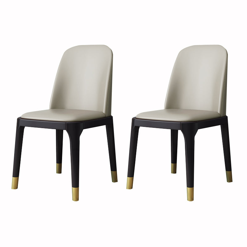 Industrial Style Dining Chair Faux Leather Side Chair with Wooden Legs for Home Off-White 2 Piece Set Black Gold Clearhalo 'Dining Chairs' 'Dining Tables & Seating' 'dining_chair' 'furn' 'furn_dining_chair' 'Furniture' 'Kitchen & Dining Furniture' 5166319