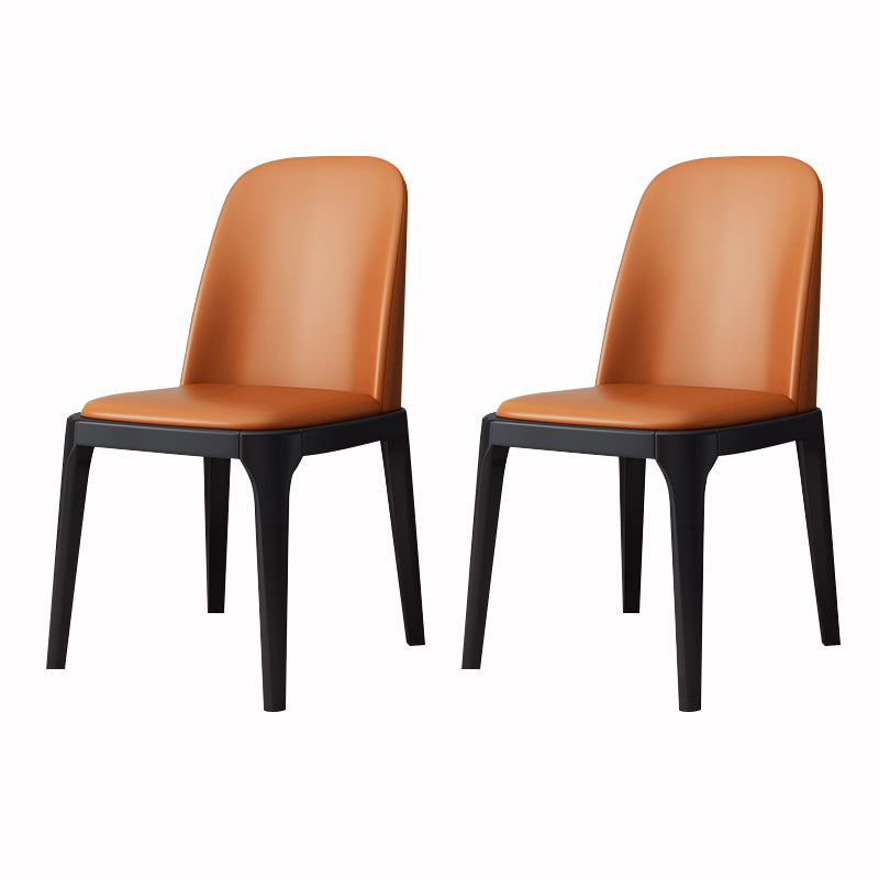 Industrial Style Dining Chair Faux Leather Side Chair with Wooden Legs for Home Orange 2 Piece Set Black Clearhalo 'Dining Chairs' 'Dining Tables & Seating' 'dining_chair' 'furn' 'furn_dining_chair' 'Furniture' 'Kitchen & Dining Furniture' 5166322