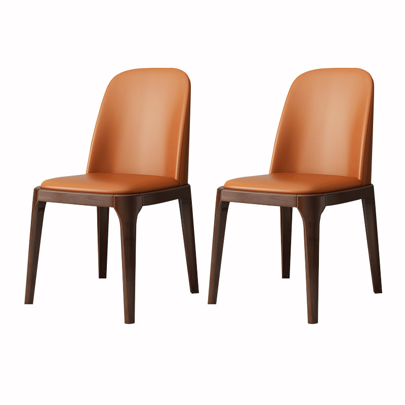 Industrial Style Dining Chair Faux Leather Side Chair with Wooden Legs for Home Orange 2 Piece Set Walnut Clearhalo 'Dining Chairs' 'Dining Tables & Seating' 'dining_chair' 'furn' 'furn_dining_chair' 'Furniture' 'Kitchen & Dining Furniture' 5166326