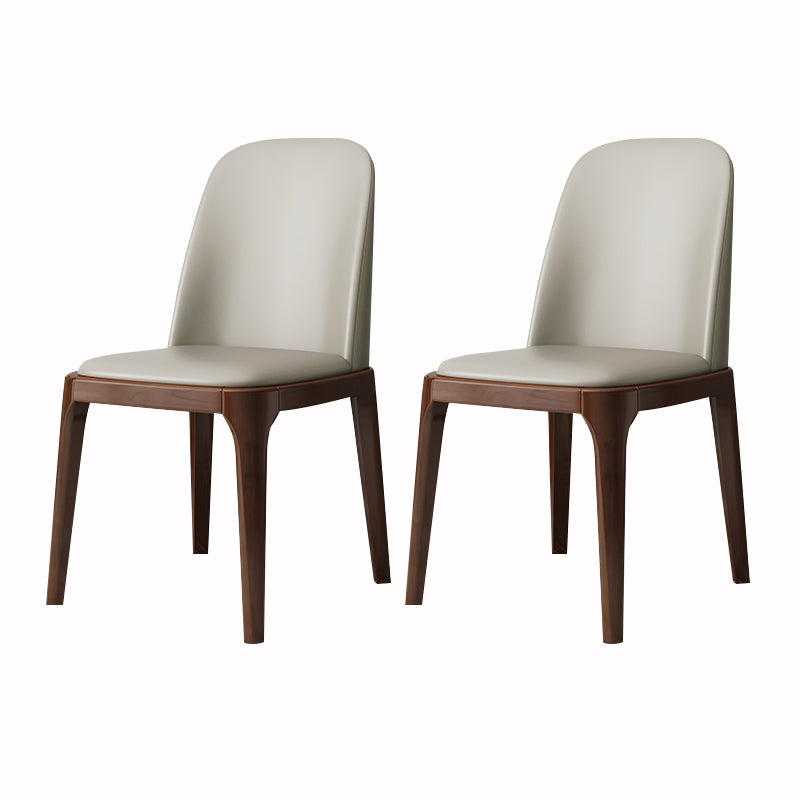 Industrial Style Dining Chair Faux Leather Side Chair with Wooden Legs for Home Off-White 2 Piece Set Walnut Clearhalo 'Dining Chairs' 'Dining Tables & Seating' 'dining_chair' 'furn' 'furn_dining_chair' 'Furniture' 'Kitchen & Dining Furniture' 5166328