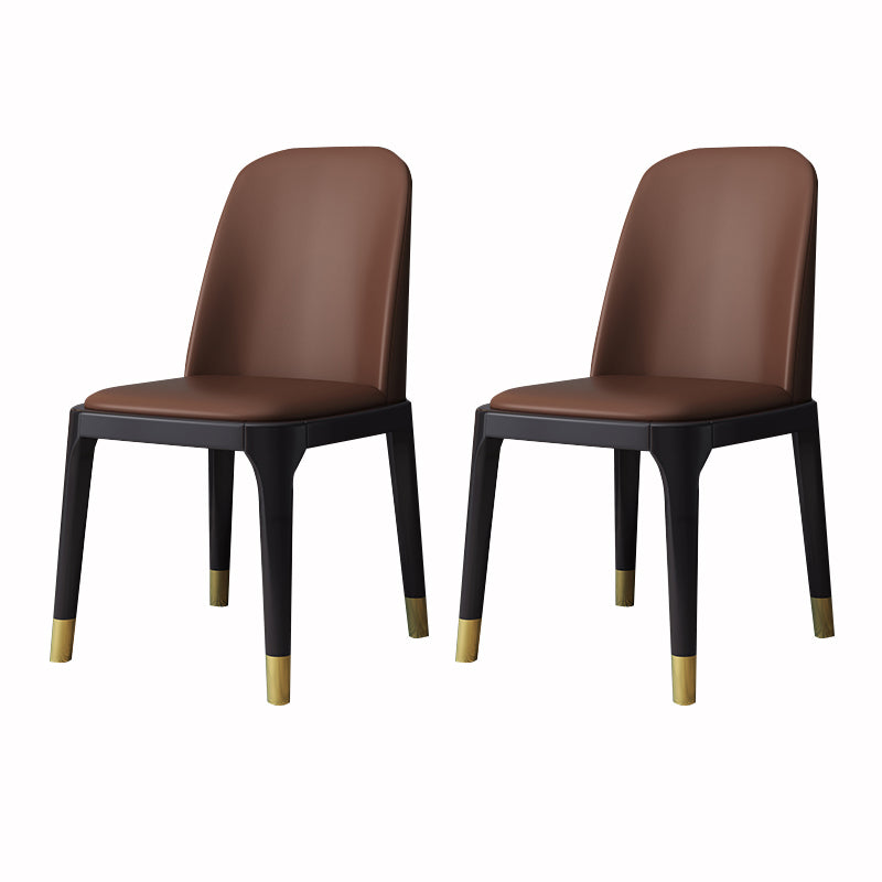 Industrial Style Dining Chair Faux Leather Side Chair with Wooden Legs for Home Brown 2 Piece Set Black Gold Clearhalo 'Dining Chairs' 'Dining Tables & Seating' 'dining_chair' 'furn' 'furn_dining_chair' 'Furniture' 'Kitchen & Dining Furniture' 5166329