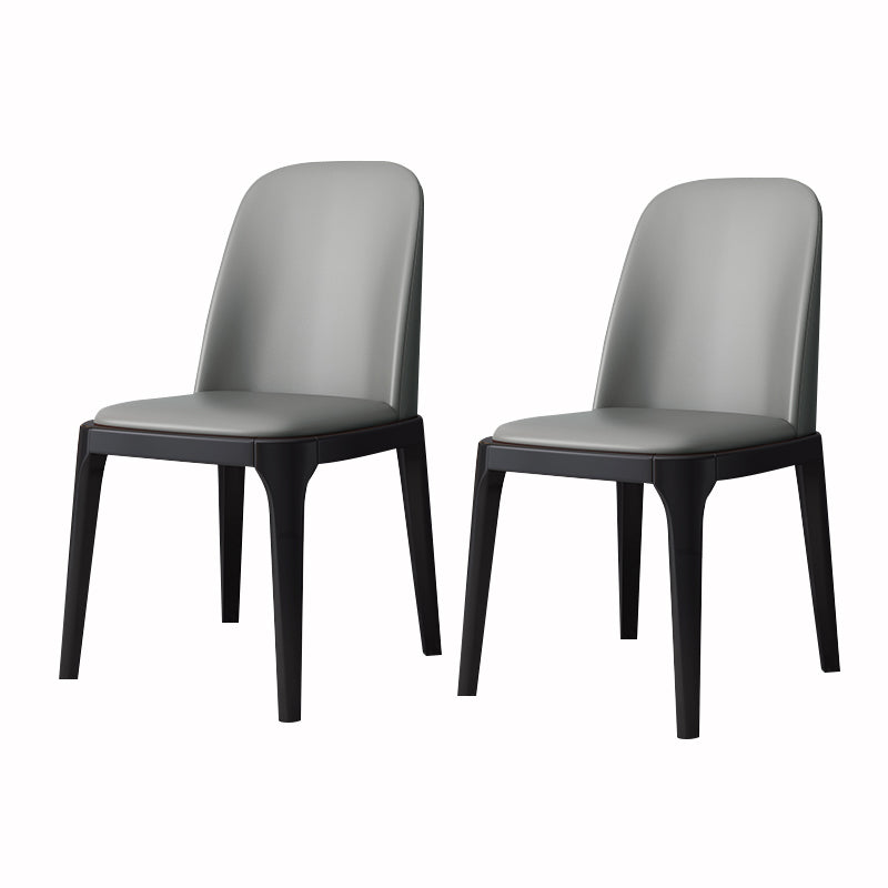 Industrial Style Dining Chair Faux Leather Side Chair with Wooden Legs for Home Light Gray 2 Piece Set Black Clearhalo 'Dining Chairs' 'Dining Tables & Seating' 'dining_chair' 'furn' 'furn_dining_chair' 'Furniture' 'Kitchen & Dining Furniture' 5166331