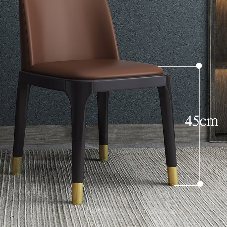 Industrial Style Dining Chair Faux Leather Side Chair with Wooden Legs for Home Clearhalo 'Dining Chairs' 'Dining Tables & Seating' 'dining_chair' 'furn' 'furn_dining_chair' 'Furniture' 'Kitchen & Dining Furniture' 5166332