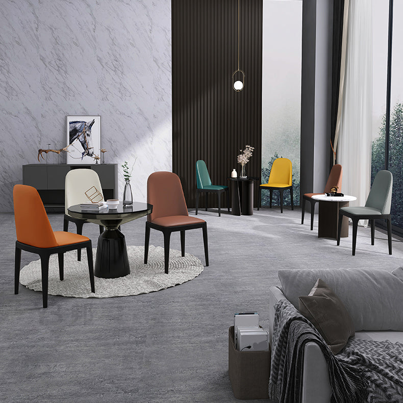 Industrial Style Dining Chair Faux Leather Side Chair with Wooden Legs for Home Clearhalo 'Dining Chairs' 'Dining Tables & Seating' 'dining_chair' 'furn' 'furn_dining_chair' 'Furniture' 'Kitchen & Dining Furniture' 5166334