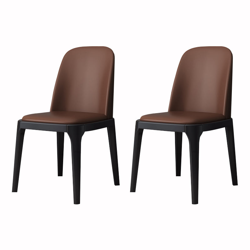 Industrial Style Dining Chair Faux Leather Side Chair with Wooden Legs for Home Brown 2 Piece Set Black Clearhalo 'Dining Chairs' 'Dining Tables & Seating' 'dining_chair' 'furn' 'furn_dining_chair' 'Furniture' 'Kitchen & Dining Furniture' 5166336