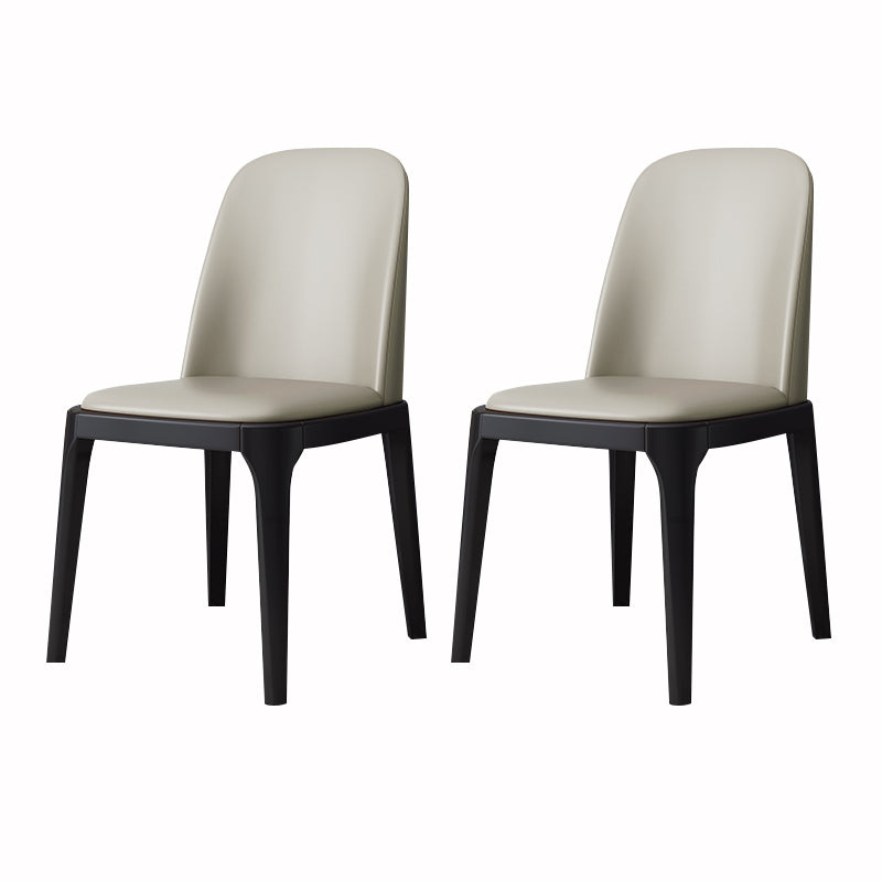 Industrial Style Dining Chair Faux Leather Side Chair with Wooden Legs for Home Off-White 2 Piece Set Black Clearhalo 'Dining Chairs' 'Dining Tables & Seating' 'dining_chair' 'furn' 'furn_dining_chair' 'Furniture' 'Kitchen & Dining Furniture' 5166337