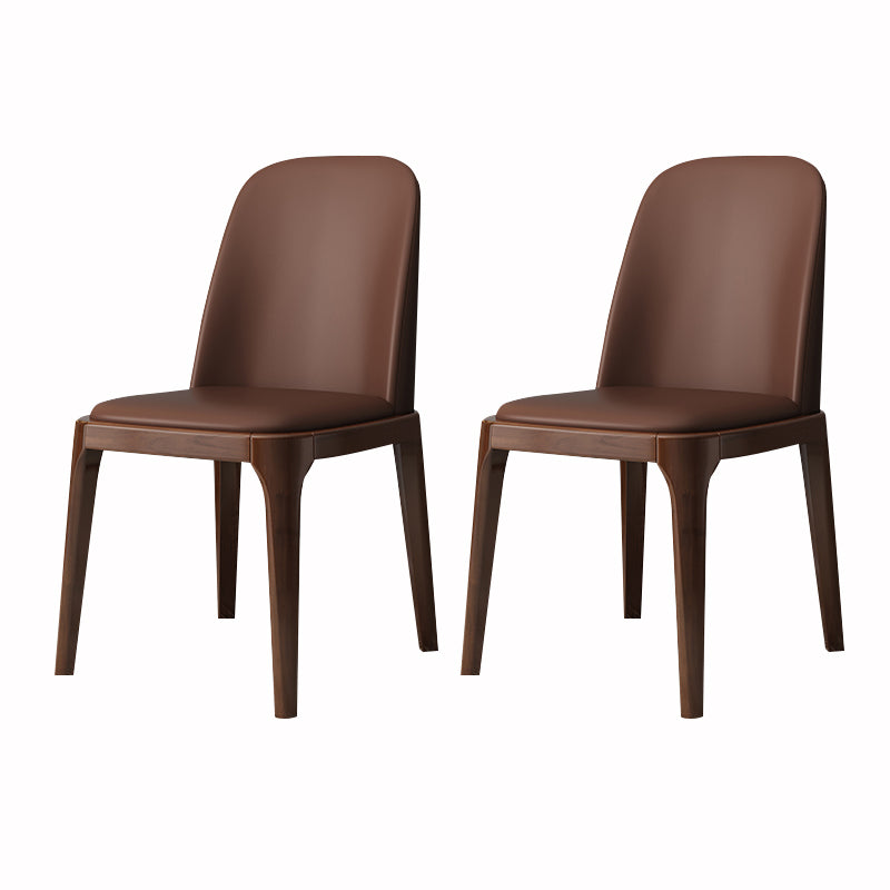 Industrial Style Dining Chair Faux Leather Side Chair with Wooden Legs for Home Brown 2 Piece Set Walnut Clearhalo 'Dining Chairs' 'Dining Tables & Seating' 'dining_chair' 'furn' 'furn_dining_chair' 'Furniture' 'Kitchen & Dining Furniture' 5166344