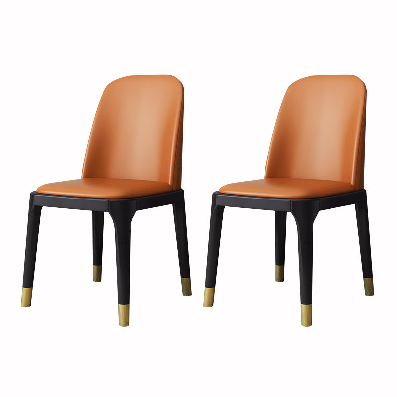 Industrial Style Dining Chair Faux Leather Side Chair with Wooden Legs for Home Orange 2 Piece Set Black Gold Clearhalo 'Dining Chairs' 'Dining Tables & Seating' 'dining_chair' 'furn' 'furn_dining_chair' 'Furniture' 'Kitchen & Dining Furniture' 5166345