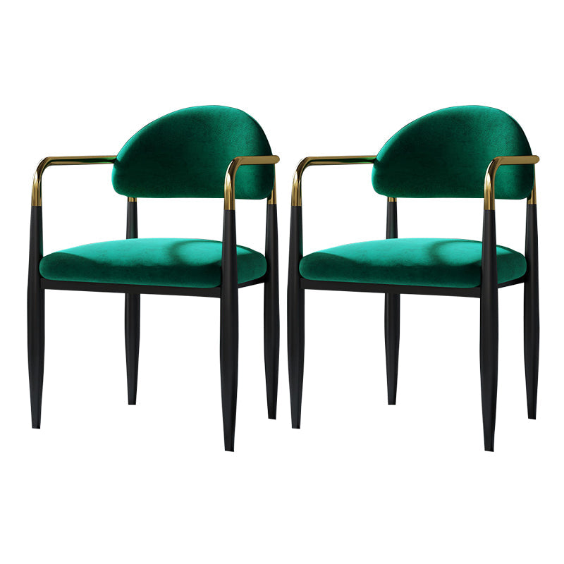 Industrial Dining Room Arm Chairs Open Back Kitchen Side Chair with Upholstered Green 2 Piece Set Clearhalo 'Dining Chairs' 'Dining Tables & Seating' 'dining_chair' 'furn' 'furn_dining_chair' 'Furniture' 'Kitchen & Dining Furniture' 5166467
