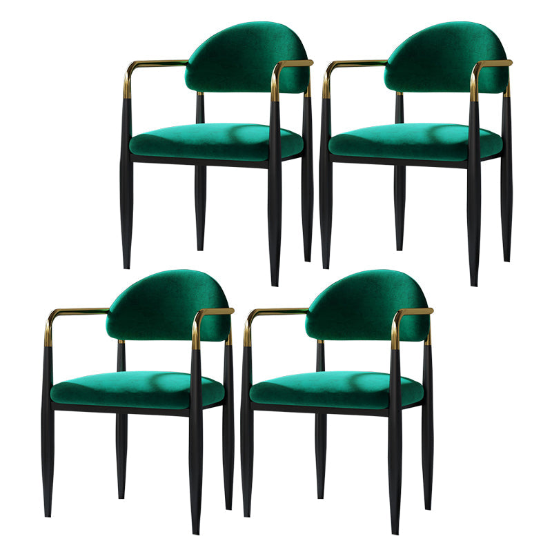 Industrial Dining Room Arm Chairs Open Back Kitchen Side Chair with Upholstered Green 4 Piece Set Clearhalo 'Dining Chairs' 'Dining Tables & Seating' 'dining_chair' 'furn' 'furn_dining_chair' 'Furniture' 'Kitchen & Dining Furniture' 5166469