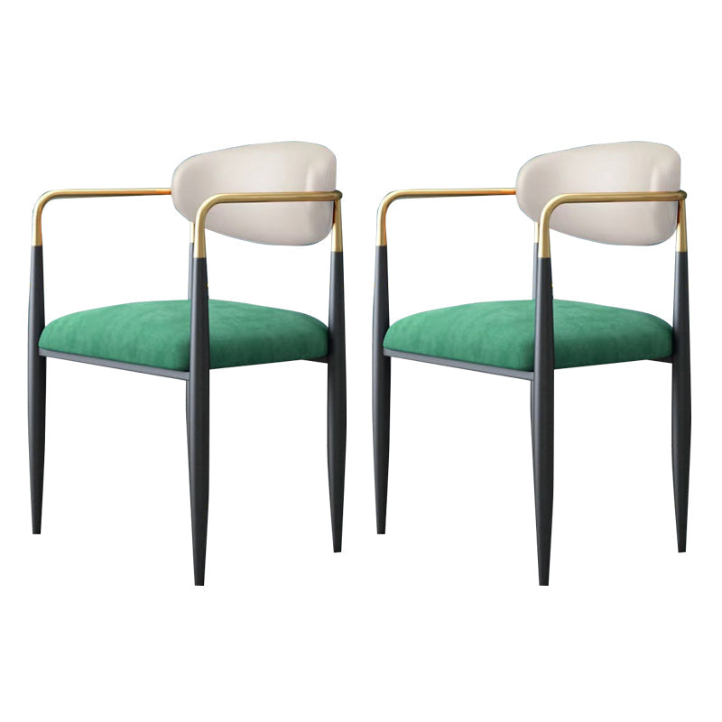 Industrial Dining Room Arm Chairs Open Back Kitchen Side Chair with Upholstered White-Green 2 Piece Set Clearhalo 'Dining Chairs' 'Dining Tables & Seating' 'dining_chair' 'furn' 'furn_dining_chair' 'Furniture' 'Kitchen & Dining Furniture' 5166473