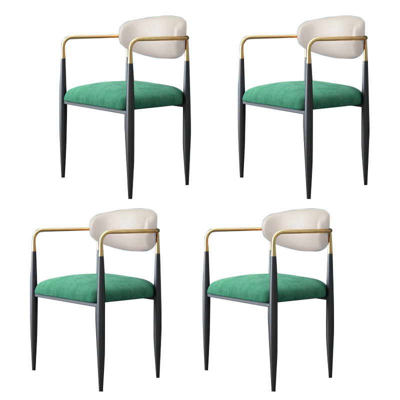 Industrial Dining Room Arm Chairs Open Back Kitchen Side Chair with Upholstered White-Green 4 Piece Set Clearhalo 'Dining Chairs' 'Dining Tables & Seating' 'dining_chair' 'furn' 'furn_dining_chair' 'Furniture' 'Kitchen & Dining Furniture' 5166474