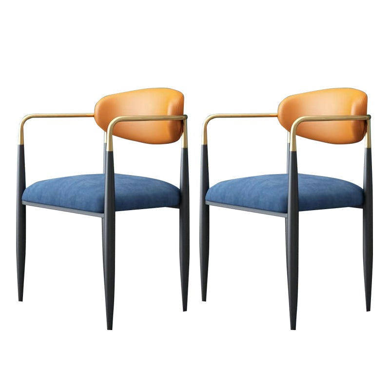 Industrial Dining Room Arm Chairs Open Back Kitchen Side Chair with Upholstered Blue-Orange 2 Piece Set Clearhalo 'Dining Chairs' 'Dining Tables & Seating' 'dining_chair' 'furn' 'furn_dining_chair' 'Furniture' 'Kitchen & Dining Furniture' 5166478