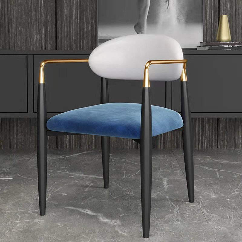 Industrial Dining Room Arm Chairs Open Back Kitchen Side Chair with Upholstered White-Blue 1 Piece Clearhalo 'Dining Chairs' 'Dining Tables & Seating' 'dining_chair' 'furn' 'furn_dining_chair' 'Furniture' 'Kitchen & Dining Furniture' 5166483