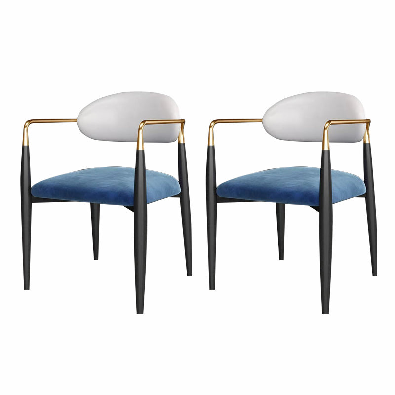 Industrial Dining Room Arm Chairs Open Back Kitchen Side Chair with Upholstered White-Blue 2 Piece Set Clearhalo 'Dining Chairs' 'Dining Tables & Seating' 'dining_chair' 'furn' 'furn_dining_chair' 'Furniture' 'Kitchen & Dining Furniture' 5166484