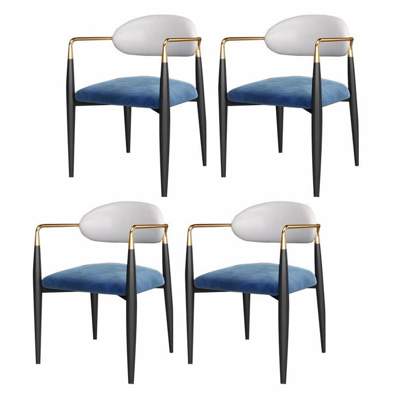 Industrial Dining Room Arm Chairs Open Back Kitchen Side Chair with Upholstered White-Blue 4 Piece Set Clearhalo 'Dining Chairs' 'Dining Tables & Seating' 'dining_chair' 'furn' 'furn_dining_chair' 'Furniture' 'Kitchen & Dining Furniture' 5166487