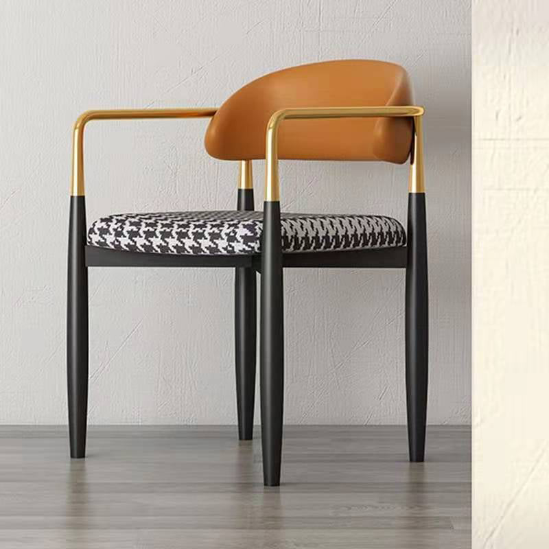 Industrial Dining Room Arm Chairs Open Back Kitchen Side Chair with Upholstered Orange 1 Piece Clearhalo 'Dining Chairs' 'Dining Tables & Seating' 'dining_chair' 'furn' 'furn_dining_chair' 'Furniture' 'Kitchen & Dining Furniture' 5166488