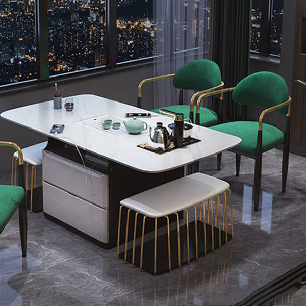 Industrial Dining Room Arm Chairs Open Back Kitchen Side Chair with Upholstered Clearhalo 'Dining Chairs' 'Dining Tables & Seating' 'dining_chair' 'furn' 'furn_dining_chair' 'Furniture' 'Kitchen & Dining Furniture' 5166489