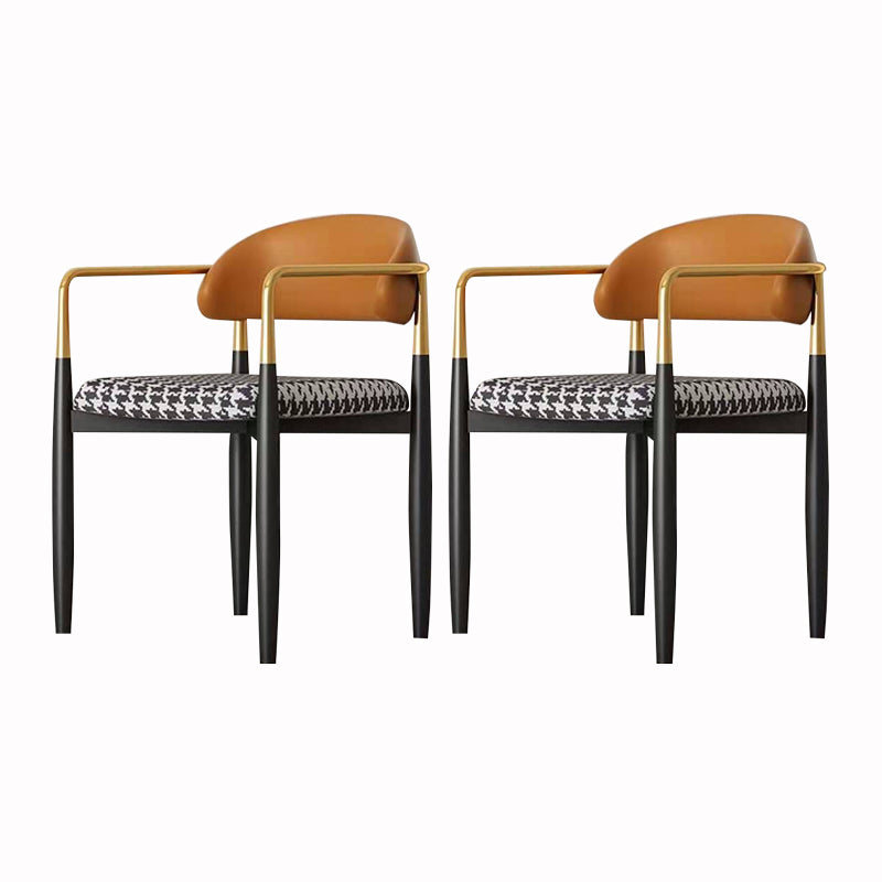 Industrial Dining Room Arm Chairs Open Back Kitchen Side Chair with Upholstered Orange 2 Piece Set Clearhalo 'Dining Chairs' 'Dining Tables & Seating' 'dining_chair' 'furn' 'furn_dining_chair' 'Furniture' 'Kitchen & Dining Furniture' 5166490