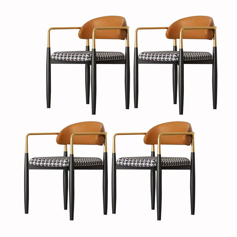 Industrial Dining Room Arm Chairs Open Back Kitchen Side Chair with Upholstered Orange 4 Piece Set Clearhalo 'Dining Chairs' 'Dining Tables & Seating' 'dining_chair' 'furn' 'furn_dining_chair' 'Furniture' 'Kitchen & Dining Furniture' 5166493