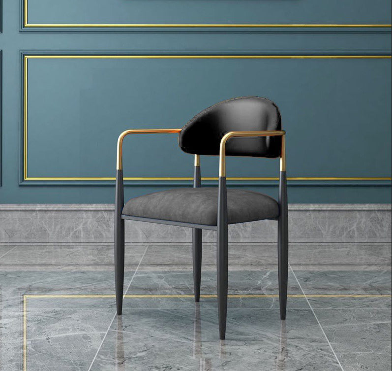 Industrial Dining Room Arm Chairs Open Back Kitchen Side Chair with Upholstered Black-Gray 1 Piece Clearhalo 'Dining Chairs' 'Dining Tables & Seating' 'dining_chair' 'furn' 'furn_dining_chair' 'Furniture' 'Kitchen & Dining Furniture' 5166495