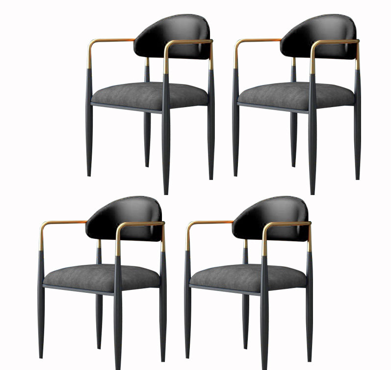 Industrial Dining Room Arm Chairs Open Back Kitchen Side Chair with Upholstered Black-Gray 4 Piece Set Clearhalo 'Dining Chairs' 'Dining Tables & Seating' 'dining_chair' 'furn' 'furn_dining_chair' 'Furniture' 'Kitchen & Dining Furniture' 5166497