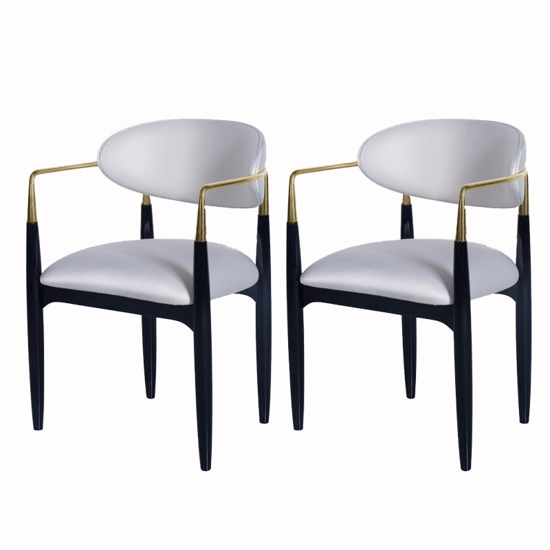 Industrial Dining Room Arm Chairs Open Back Kitchen Side Chair with Upholstered White 2 Piece Set Clearhalo 'Dining Chairs' 'Dining Tables & Seating' 'dining_chair' 'furn' 'furn_dining_chair' 'Furniture' 'Kitchen & Dining Furniture' 5166499