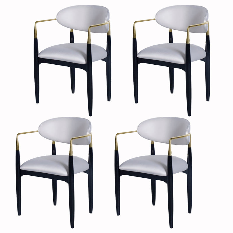 Industrial Dining Room Arm Chairs Open Back Kitchen Side Chair with Upholstered White 4 Piece Set Clearhalo 'Dining Chairs' 'Dining Tables & Seating' 'dining_chair' 'furn' 'furn_dining_chair' 'Furniture' 'Kitchen & Dining Furniture' 5166500