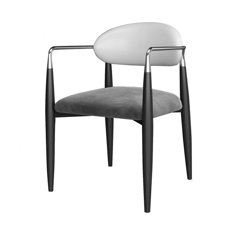 Industrial Dining Room Arm Chairs Open Back Kitchen Side Chair with Upholstered White-Gray 1 Piece Clearhalo 'Dining Chairs' 'Dining Tables & Seating' 'dining_chair' 'furn' 'furn_dining_chair' 'Furniture' 'Kitchen & Dining Furniture' 5166501