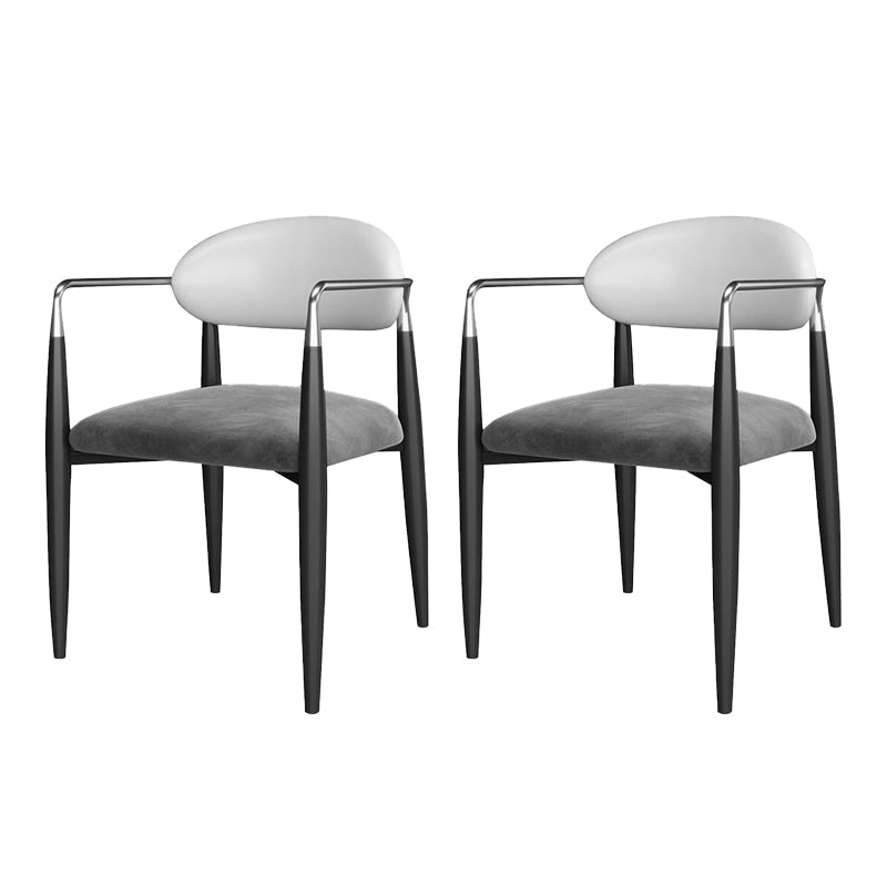 Industrial Dining Room Arm Chairs Open Back Kitchen Side Chair with Upholstered White-Gray 2 Piece Set Clearhalo 'Dining Chairs' 'Dining Tables & Seating' 'dining_chair' 'furn' 'furn_dining_chair' 'Furniture' 'Kitchen & Dining Furniture' 5166502