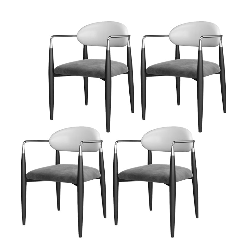 Industrial Dining Room Arm Chairs Open Back Kitchen Side Chair with Upholstered White-Gray 4 Piece Set Clearhalo 'Dining Chairs' 'Dining Tables & Seating' 'dining_chair' 'furn' 'furn_dining_chair' 'Furniture' 'Kitchen & Dining Furniture' 5166503