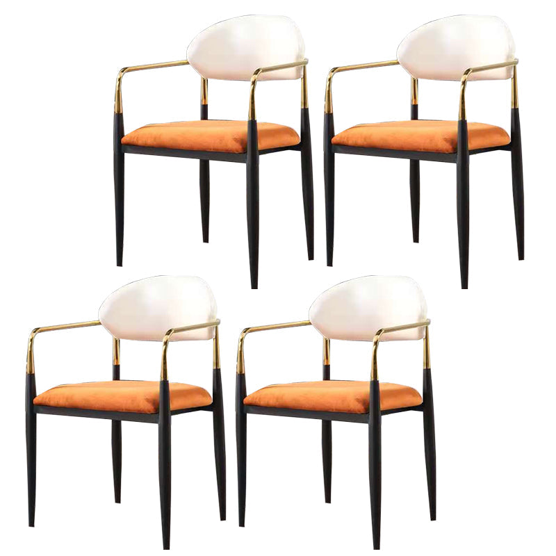 Industrial Dining Room Arm Chairs Open Back Kitchen Side Chair with Upholstered White-Saffron 4 Piece Set Clearhalo 'Dining Chairs' 'Dining Tables & Seating' 'dining_chair' 'furn' 'furn_dining_chair' 'Furniture' 'Kitchen & Dining Furniture' 5166506